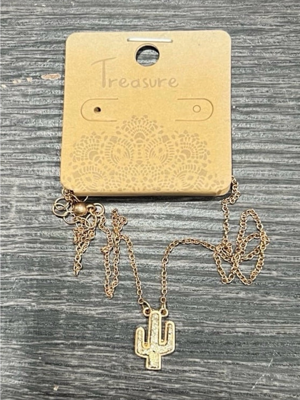 Secret Treasures Gold Cactus Pendant Necklace